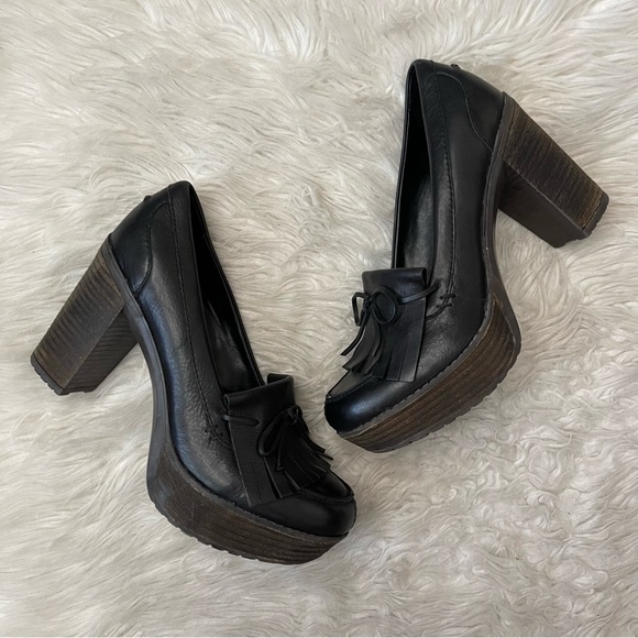 ✨Nicole | Electric Genuine Leather Chunky Platform Fringed Oxford Heels - Picture 6 of 13